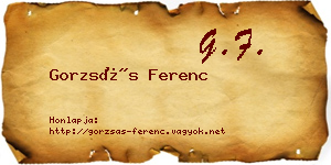 Gorzsás Ferenc névjegykártya
