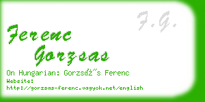 ferenc gorzsas business card